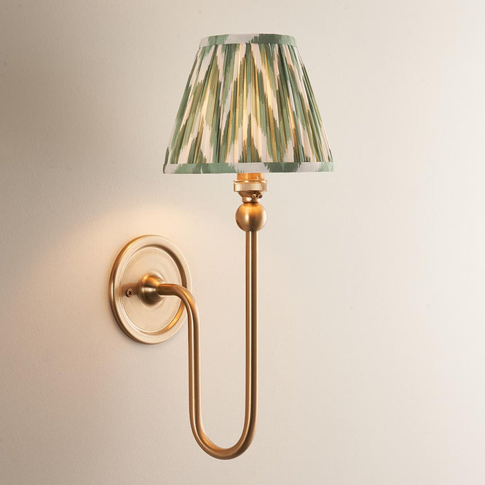 Santiago And Zigzag 16cm Cotswold Green Shade Wall Light In Brushed Aged Brass