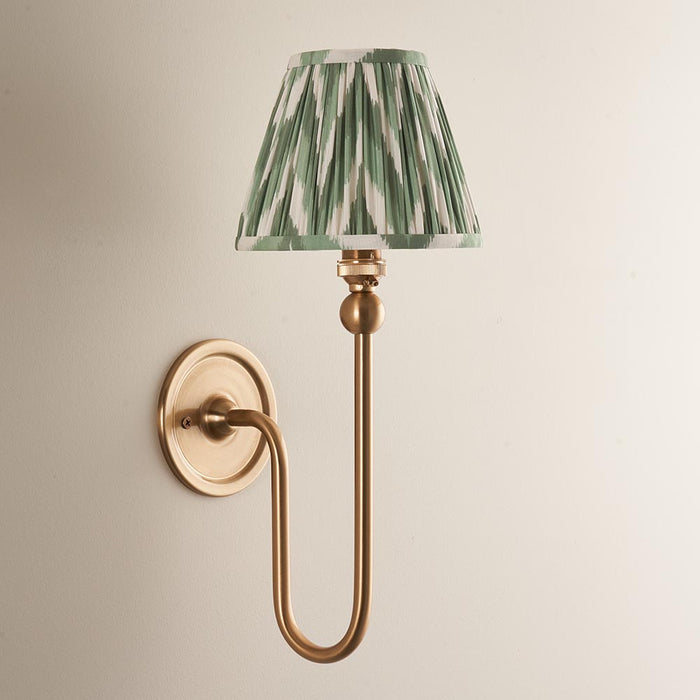 Santiago And Zigzag 16cm Cotswold Green Shade Wall Light In Brushed Aged Brass