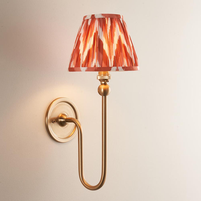 Santiago And Zigzag 16cm Apricot Orange Shade Wall Light In Brushed Aged Brass