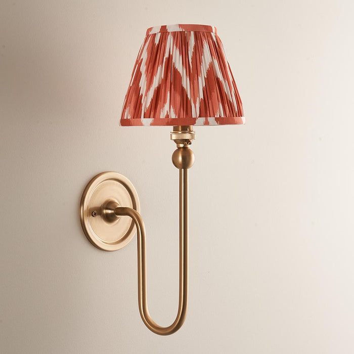 Santiago And Zigzag 16cm Apricot Orange Shade Wall Light In Brushed Aged Brass