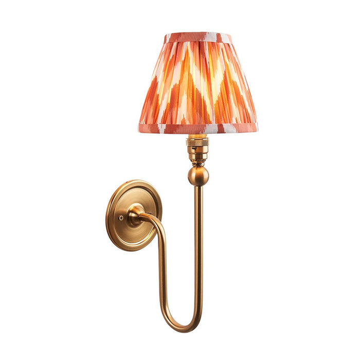 Santiago And Zigzag 16cm Apricot Orange Shade Wall Light In Brushed Aged Brass