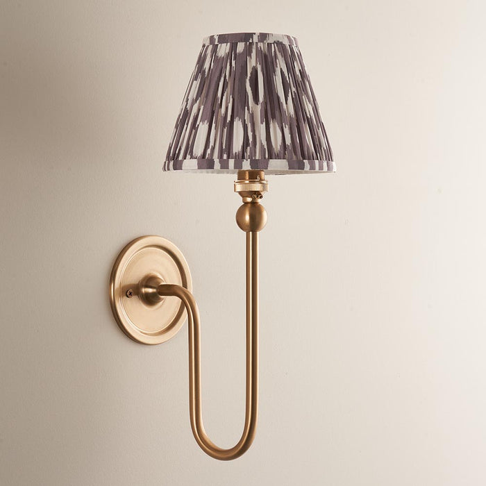 Santiago And Ikat 16cm Pearl Grey Shade Wall Light In Brushed Aged Brass
