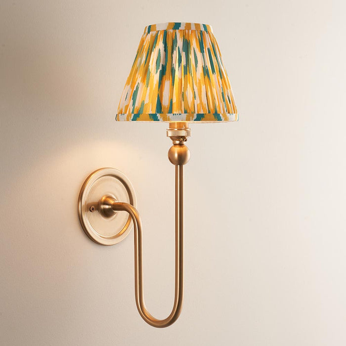 Santiago And Ikat 16cm Yellow And Jade Shade Wall Light In Brushed Aged Brass