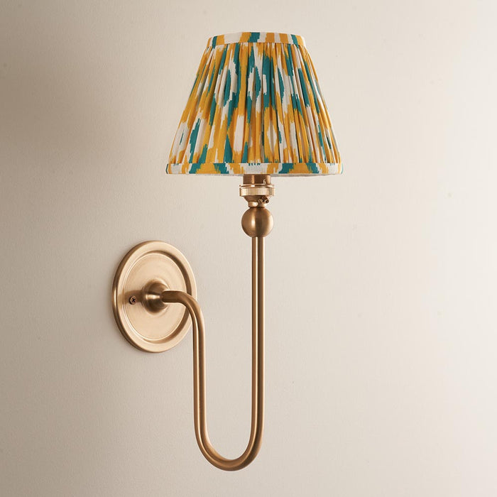 Santiago And Ikat 16cm Yellow And Jade Shade Wall Light In Brushed Aged Brass