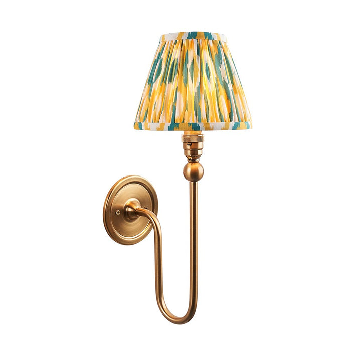 Santiago And Ikat 16cm Yellow And Jade Shade Wall Light In Brushed Aged Brass