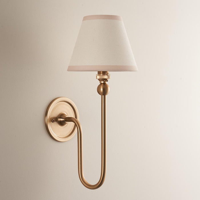 Santiago And Ivy 16cm Vintage White Shade Wall Light In Brushed Aged Brass