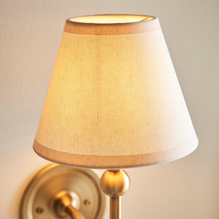 Santiago And Ivy 16cm Vintage White Shade Wall Light In Brushed Aged Brass