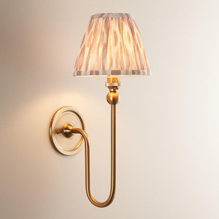 Santiago And Ikat 16cm Neutral Shade Wall Light In Brushed Aged Brass