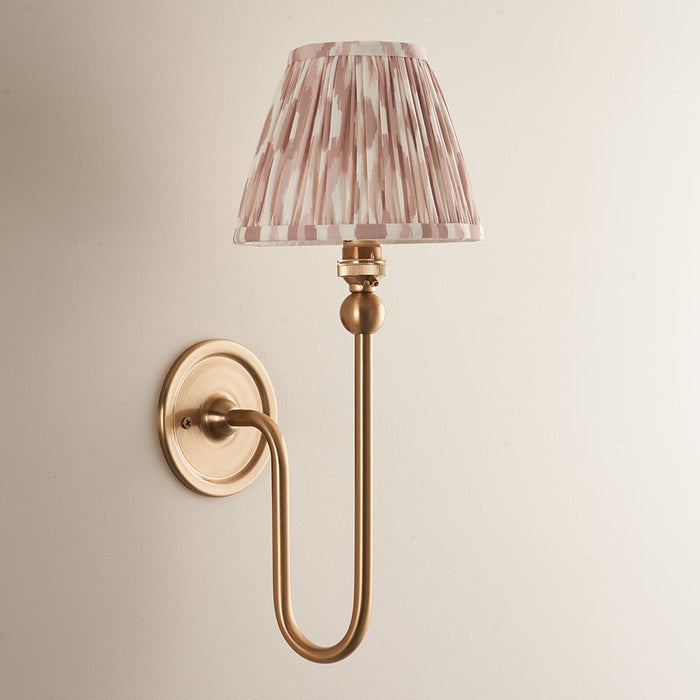 Santiago And Ikat 16cm Neutral Shade Wall Light In Brushed Aged Brass