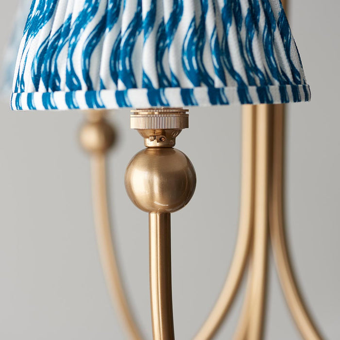 Santiago And Ripple 5 Lights 16cm Marlin Blue Shade Curved Ceiling Pendant Light In Brushed Aged Brass