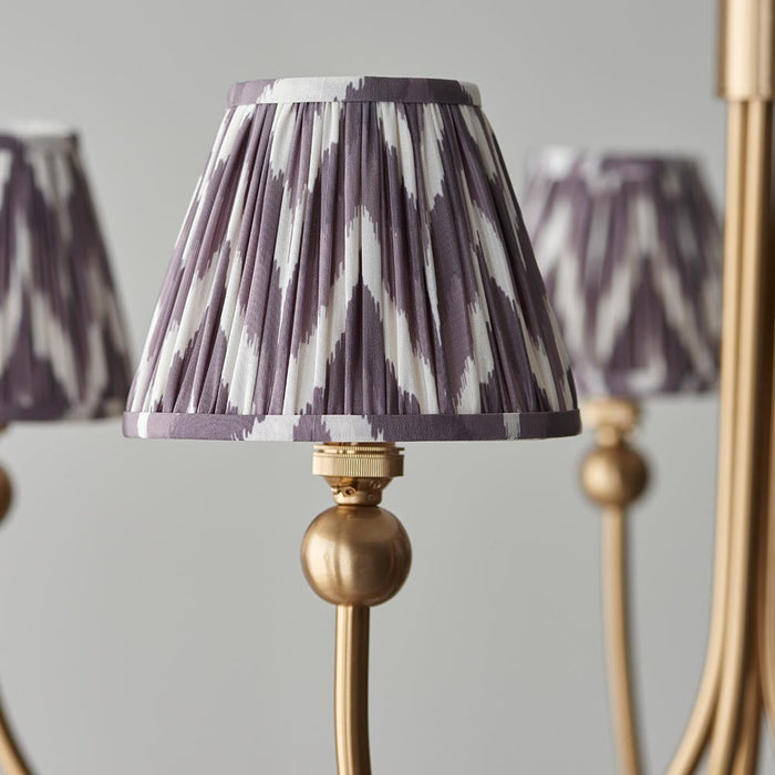 Santiago And Zigzag 5 Lights 16cm Pearl Grey Shade Curved Ceiling Pendant Light In Brushed Aged Brass