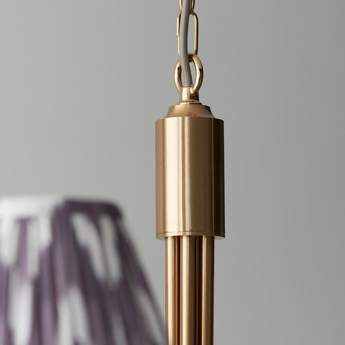 Santiago And Zigzag 5 Lights 16cm Pearl Grey Shade Curved Ceiling Pendant Light In Brushed Aged Brass