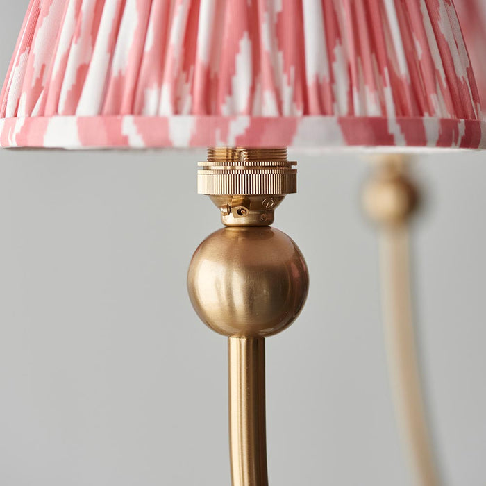 Santiago And Ikat 5 Lights 16cm Coral Pink Shade Curved Ceiling Pendant Light In Brushed Aged Brass