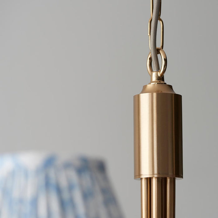 Santiago And Leaf 5 Lights 16cm Shell Bay Blue Shade Curved Ceiling Pendant Light In Brushed Aged Brass