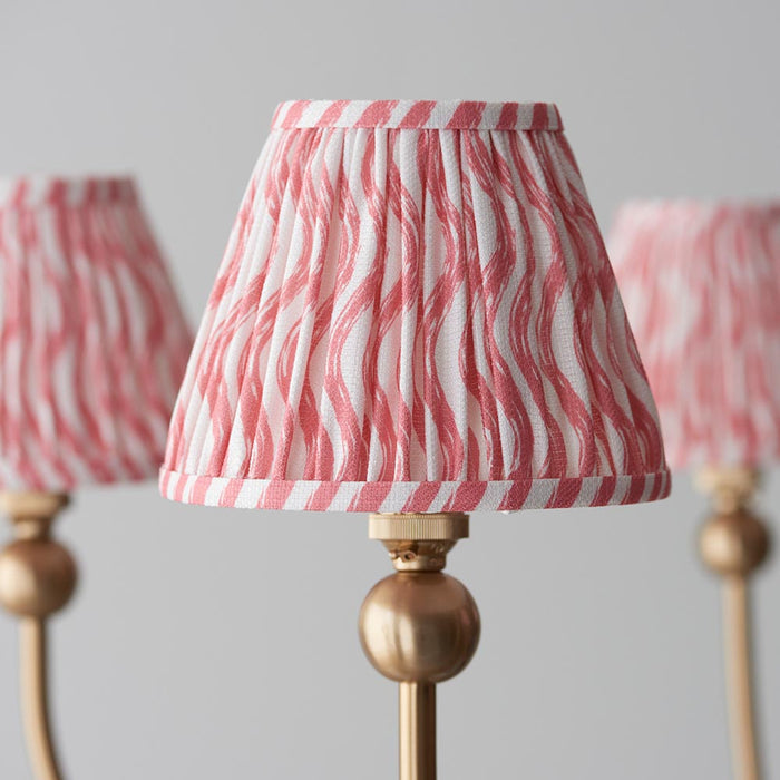 Santiago And Ripple 5 Lights 16cm Coral Pink Shade Curved Ceiling Pendant Light In Brushed Aged Brass