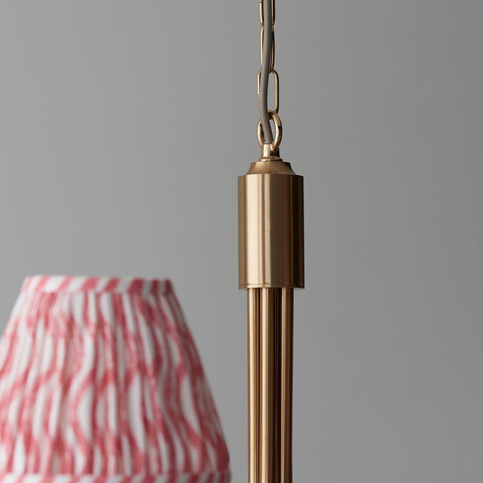 Santiago And Ripple 5 Lights 16cm Coral Pink Shade Curved Ceiling Pendant Light In Brushed Aged Brass