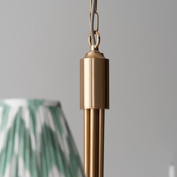 Santiago And Zigzag 5 Lights 16cm Cotswold Green Shade Curved Ceiling Pendant Light In Brushed Aged Brass