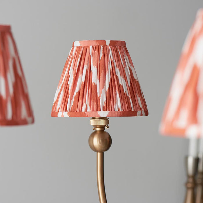 Santiago And Zigzag 5 Lights 16cm Apricot Orange Shade Curved Ceiling Pendant Light In Brushed Aged Brass