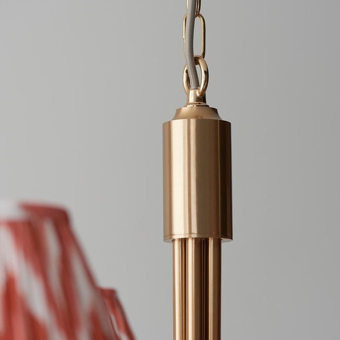 Santiago And Zigzag 5 Lights 16cm Apricot Orange Shade Curved Ceiling Pendant Light In Brushed Aged Brass