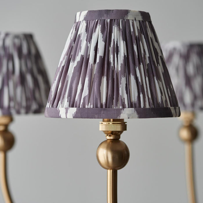 Santiago And Ikat 5 Lights 16cm Pearl Grey Shade Curved Ceiling Pendant Light In Brushed Aged Brass