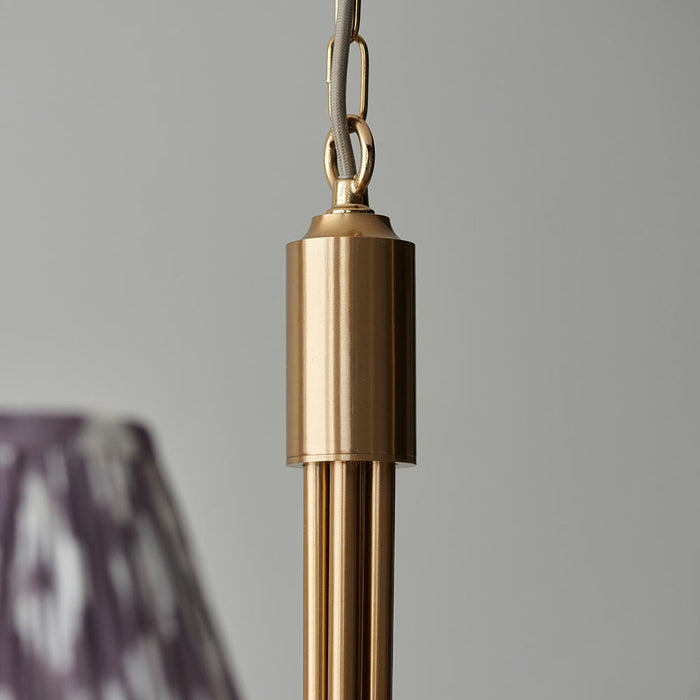 Santiago And Ikat 5 Lights 16cm Pearl Grey Shade Curved Ceiling Pendant Light In Brushed Aged Brass