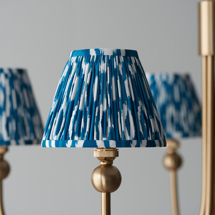 Santiago And Ikat 5 Lights 16cm Marlin Blue Shade Curved Ceiling Pendant Light In Brushed Aged Brass