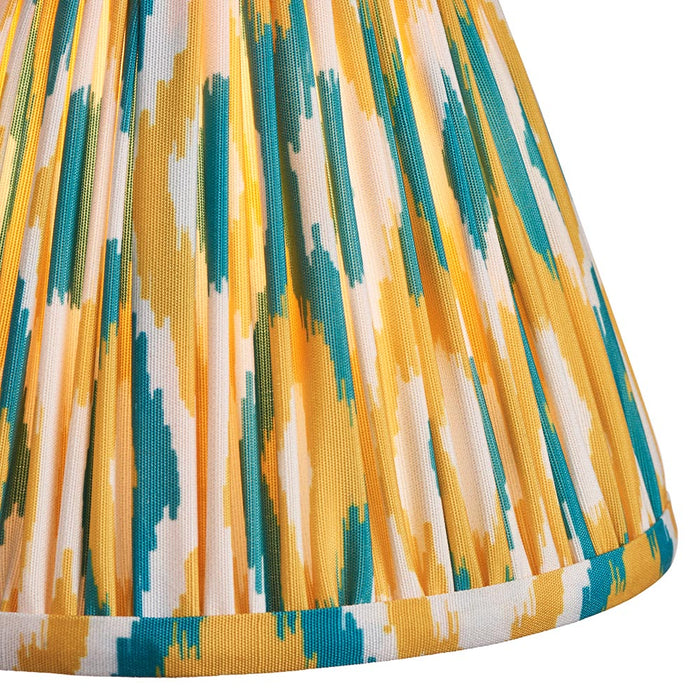 Santiago And Ikat 5 Lights 16cm Yellow And Jade Shade Curved Ceiling Pendant Light In Brushed Aged Brass