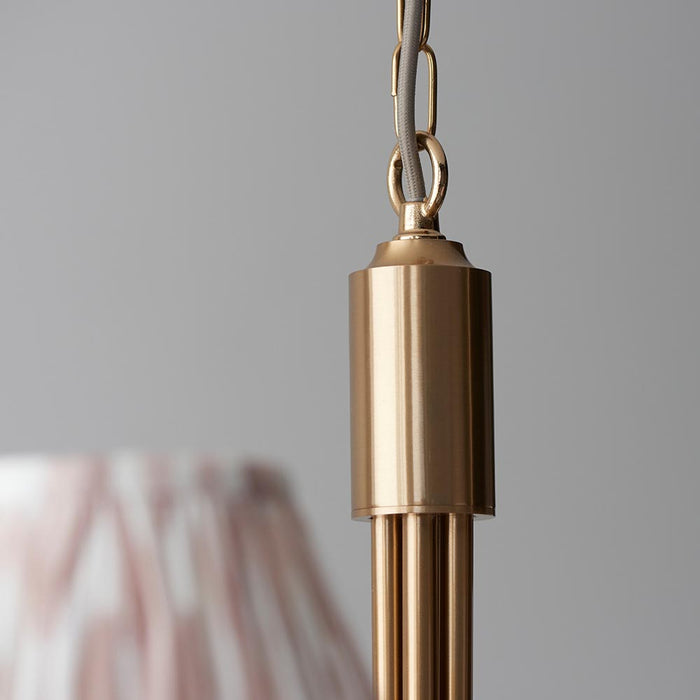 Santiago And Ikat 5 Lights 16cm Neutral Shade Curved Ceiling Pendant Light In Brushed Aged Brass