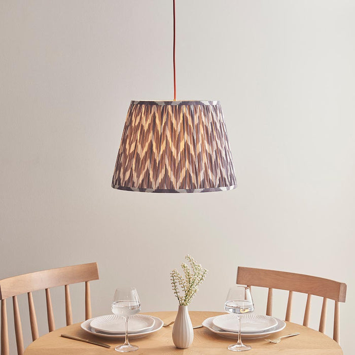 Eltham And Zigzag 40cm Pearl Grey Shade Ceiling Light With Red Colour Braided Cable
