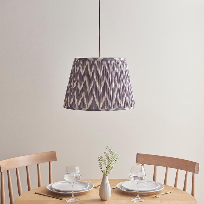Eltham And Zigzag 40cm Pearl Grey Shade Ceiling Light With Red Colour Braided Cable