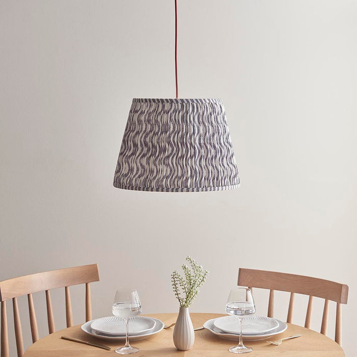 Eltham And Ripple 40cm Pearl Grey Shade Ceiling Light With Red Colour Braided Cable