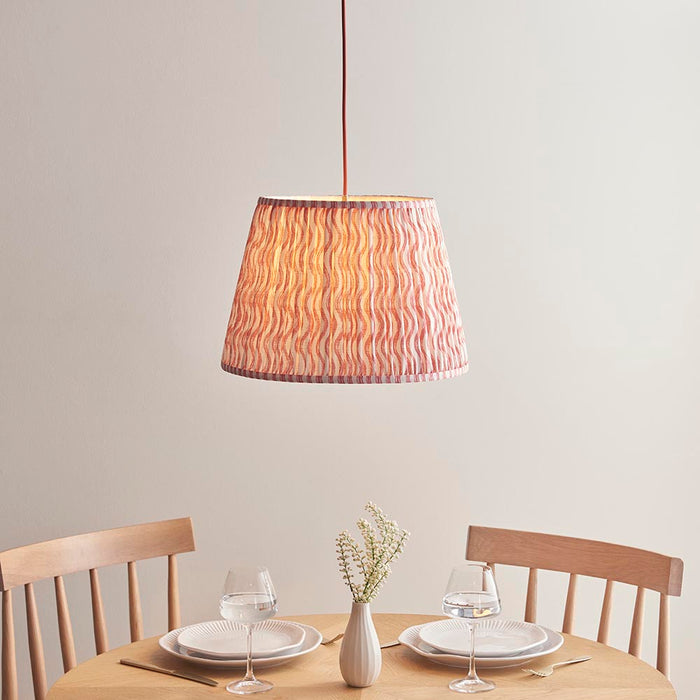 Eltham And Ripple 40cm Coral Pink Shade Ceiling Light With Red Colour Braided Cable