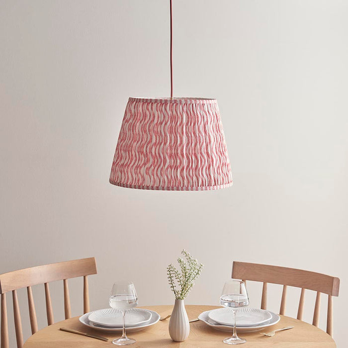Eltham And Ripple 40cm Coral Pink Shade Ceiling Light With Red Colour Braided Cable