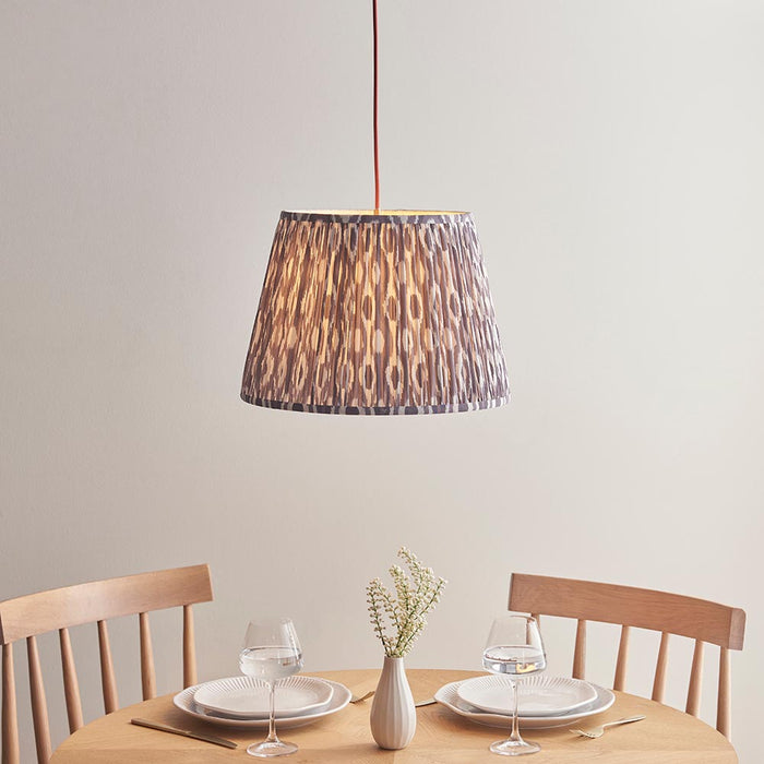 Eltham And Ikat 40cm Pearl Grey Shade Ceiling Light With Red Colour Braided Cable