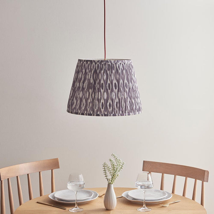 Eltham And Ikat 40cm Pearl Grey Shade Ceiling Light With Red Colour Braided Cable