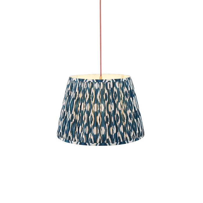 Eltham And Ikat 40cm Marlin Blue Shade Ceiling Light With Red Colour Braided Cable