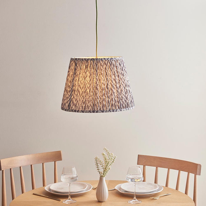 Eltham And Leaf 40cm Pearl Grey Shade Ceiling Light With Green Colour Braided Cable