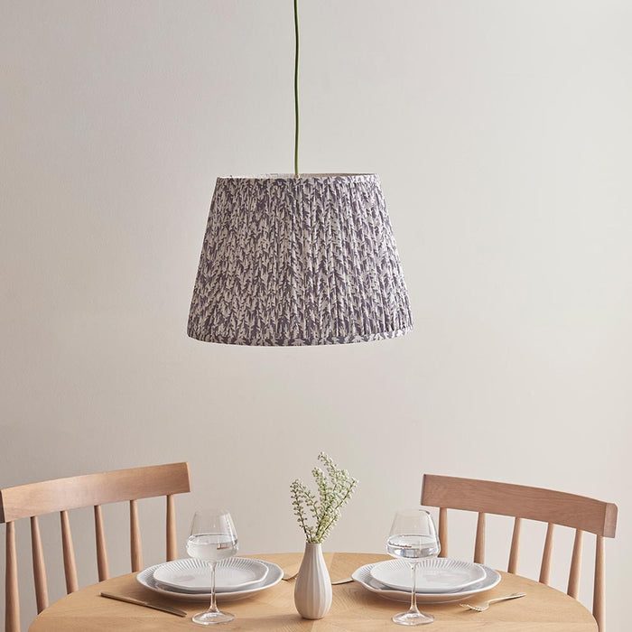 Eltham And Leaf 40cm Pearl Grey Shade Ceiling Light With Green Colour Braided Cable