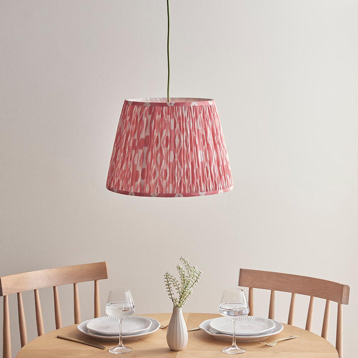 Eltham And Ikat 40cm Coral Pink Shade Ceiling Light With Green Colour Braided Cable