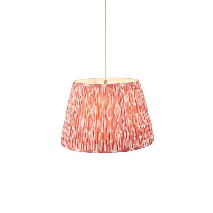 Eltham And Ikat 40cm Coral Pink Shade Ceiling Light With Green Colour Braided Cable