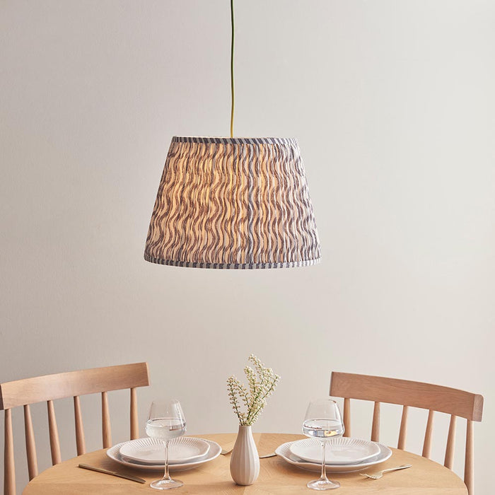 Eltham And Ripple 40cm Pearl Grey Shade Ceiling Light With Green Colour Braided Cable