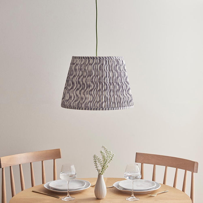 Eltham And Ripple 40cm Pearl Grey Shade Ceiling Light With Green Colour Braided Cable