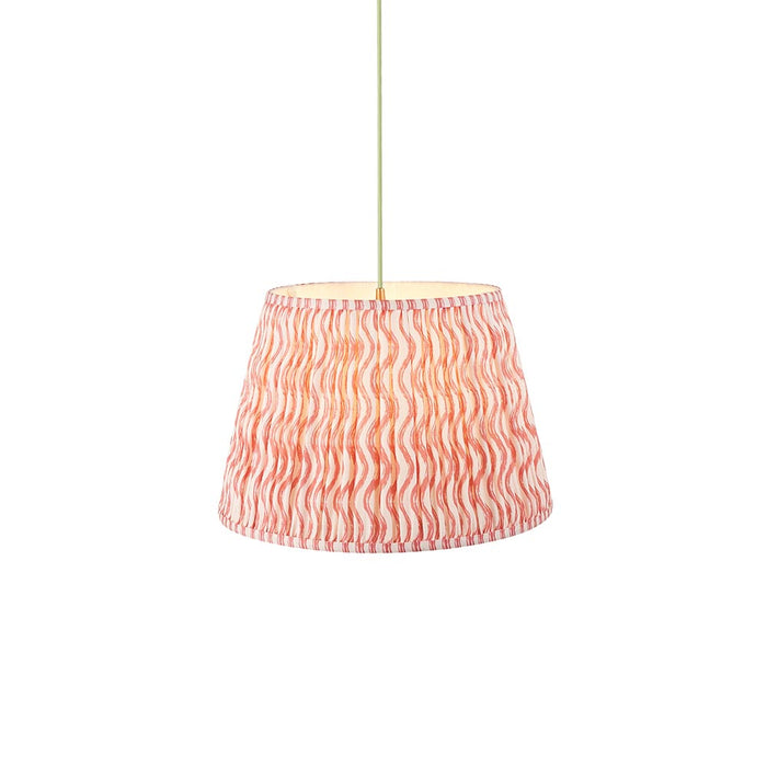 Eltham And Ripple 40cm Coral Pink Shade Ceiling Light With Green Colour Braided Cable