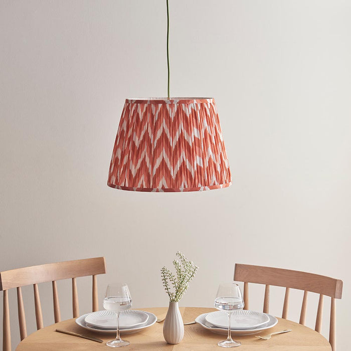 Eltham And Zigzag 40cm Apricot Orange Shade Ceiling Light With Green Colour Braided Cable