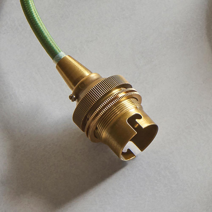 Eltham And Zigzag 40cm Apricot Orange Shade Ceiling Light With Green Colour Braided Cable