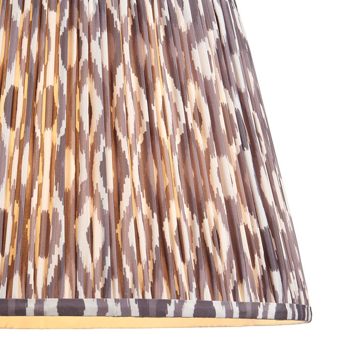 Eltham And Ikat 40cm Pearl Grey Shade Ceiling Light With Green Colour Braided Cable