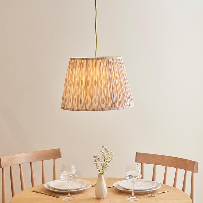Eltham And Ikat 40cm Neutral Shade Ceiling Light With Green Colour Braided Cable