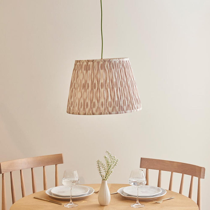 Eltham And Ikat 40cm Neutral Shade Ceiling Light With Green Colour Braided Cable