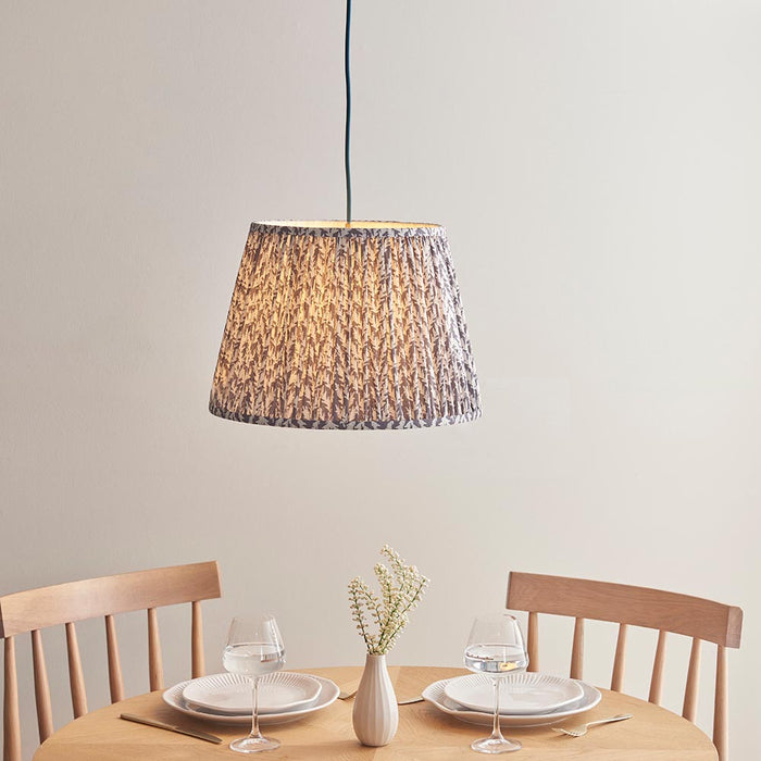 Eltham And Leaf 40cm Pearl Grey Shade Ceiling Light With Blue Colour Braided Cable