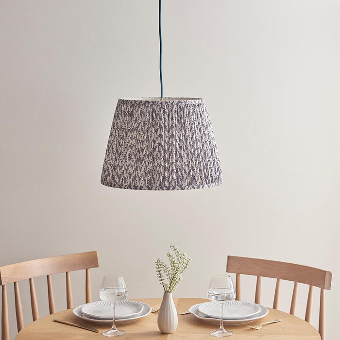 Eltham And Leaf 40cm Pearl Grey Shade Ceiling Light With Blue Colour Braided Cable